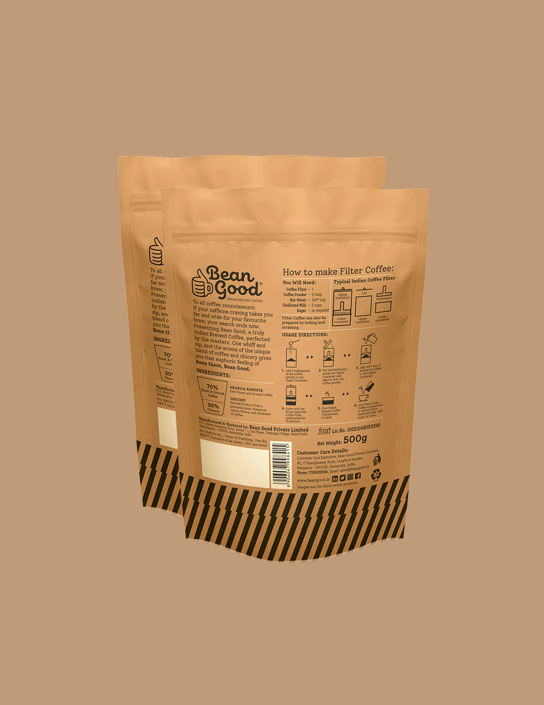 Bean Good Filter Coffee Powder 70/30 500g Back
